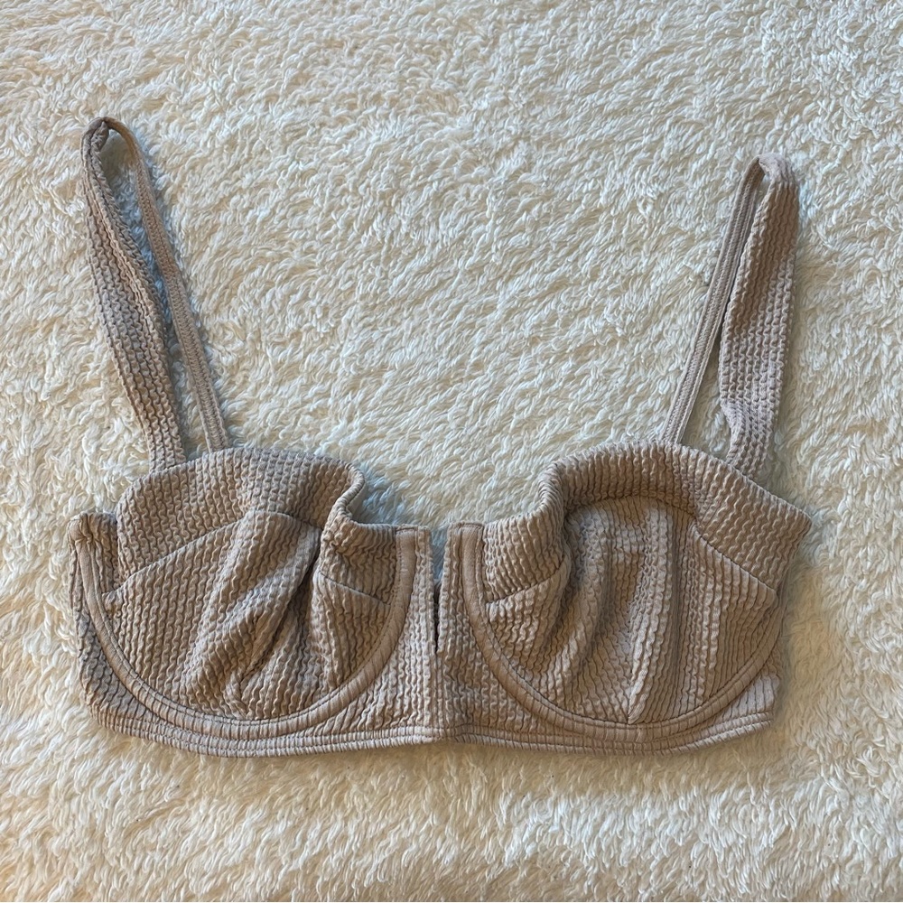 Monday Swimwear Beige Textured Bikini Top